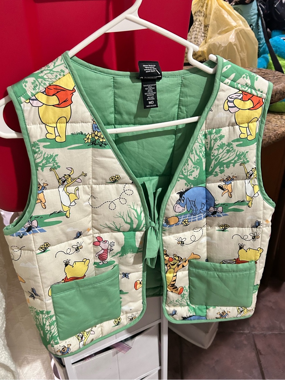 Her Universe Disney Winnie the Pooh Quilted Vest in Mint Green and Cream